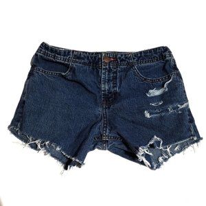 vtg lei dark wash cut off jean shorts size 3 vinta